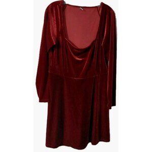 Old Navy Red Velvet Mini Dress Size XL 'Scarlet Fire' Red Burgundy Fit & Flare